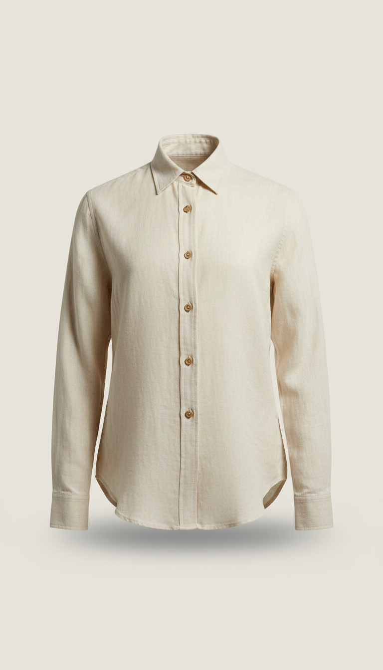 Ivory Linen Button-Up Shirt